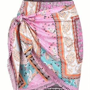 Women’s Boho Patchwork Paisley Wrap Mini Skirt